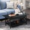 2-Tier Rectangular Coffee Table with Large Storage Shelf and Metal Frame for Living Room